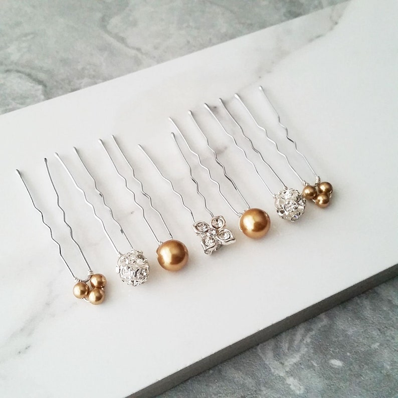 Gold Hair Pin Gold Pearl Hair Pin Gold Bridesmaid Hair Etsy