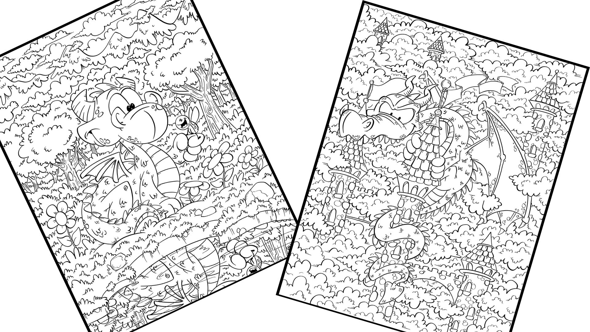 DRAGONS Adult Coloring Book Printable Etsy