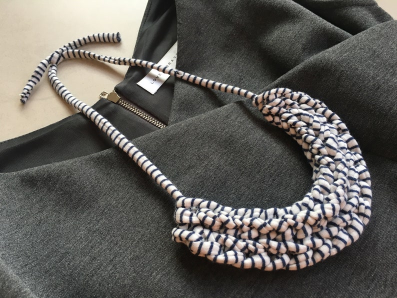 Striped fabric necklace Tshirt yarn necklace braided Etsy