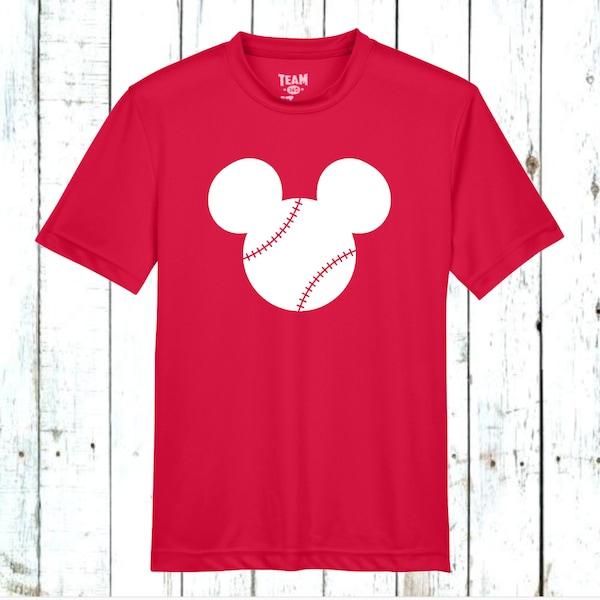 Mickey Baseball DRI FIT Shirt - Youth/Adult Dri Fit - Disney Vacation Tee, Disney Wicking Sport Performance Tee, 100% Polyester