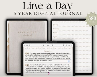 Line a Day Diario digitale di 5 anni / Diario per la riflessione, la consapevolezza e la cura di sé / Collegamento ipertestuale / Goodnotes / Custode della memoria