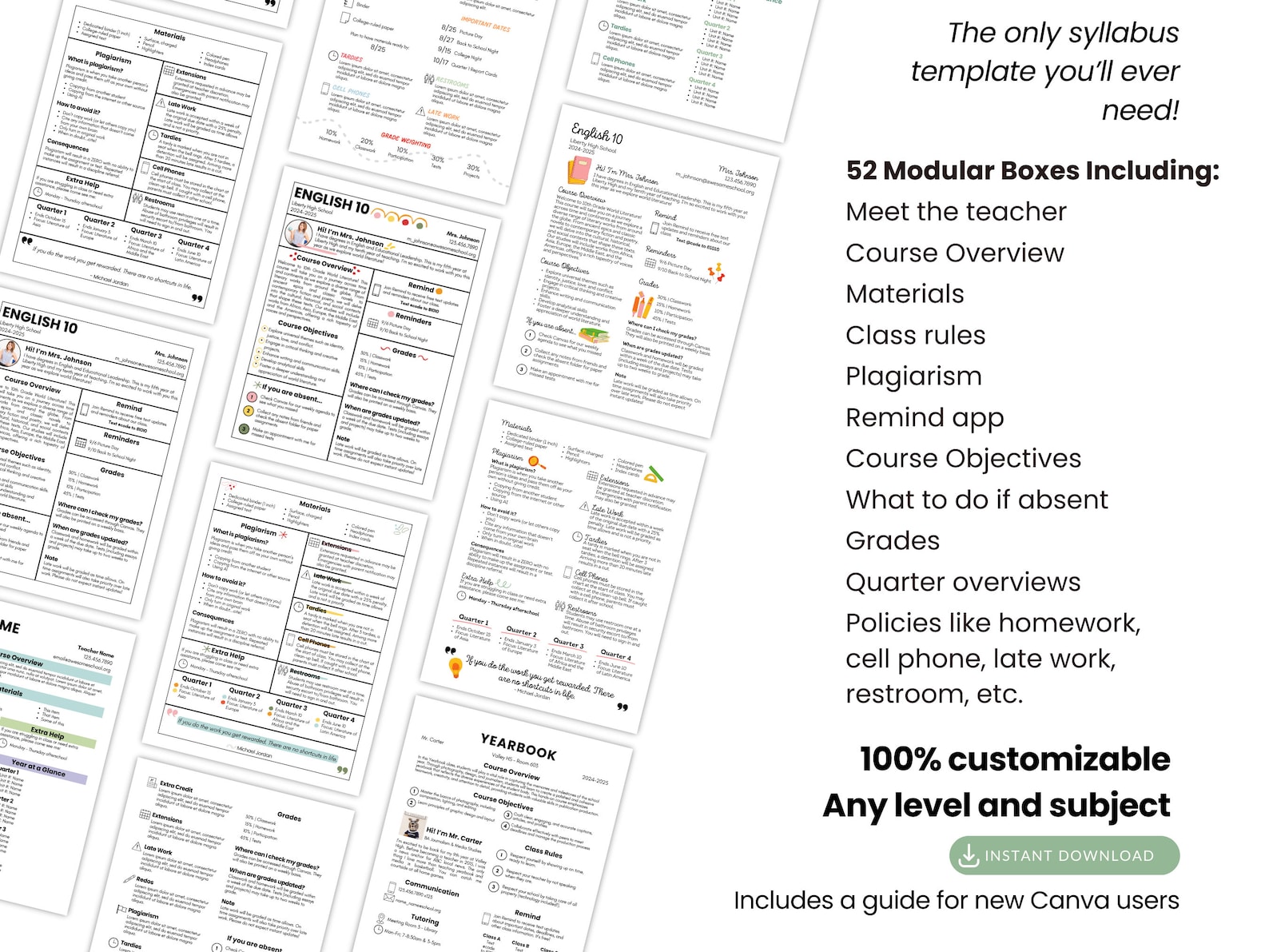Custom Syllabus Template | Modular Syllabus Creator System | Editable ...