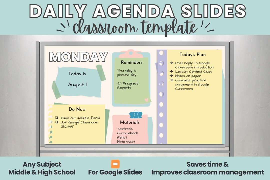 Daily Agenda Slides Classroom Template Google Slides Middle School High Daily Agenda Slides Classroom Template Google Slides Middle School High