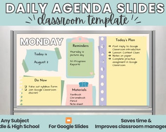 Daily Agenda Slides | Classroom Template | Google Slides | Middle School | High School | Daily Class Slides