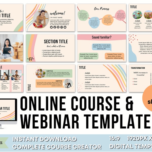 Webinar Course Template | Slide Deck | Course Presentation | Masterclass | Online Course | Canva | Course Slides | Coaches Course Creators