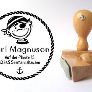 Adress-Stempel rund PIRAT personalisiert Bild 1