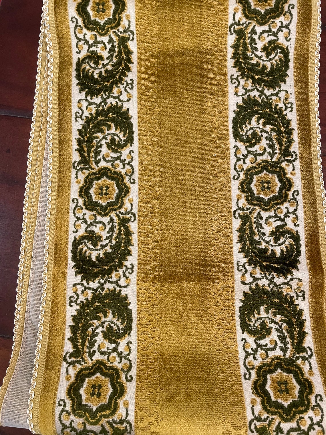 Vintage Gold and Green Tapestry Table Runner Etsy