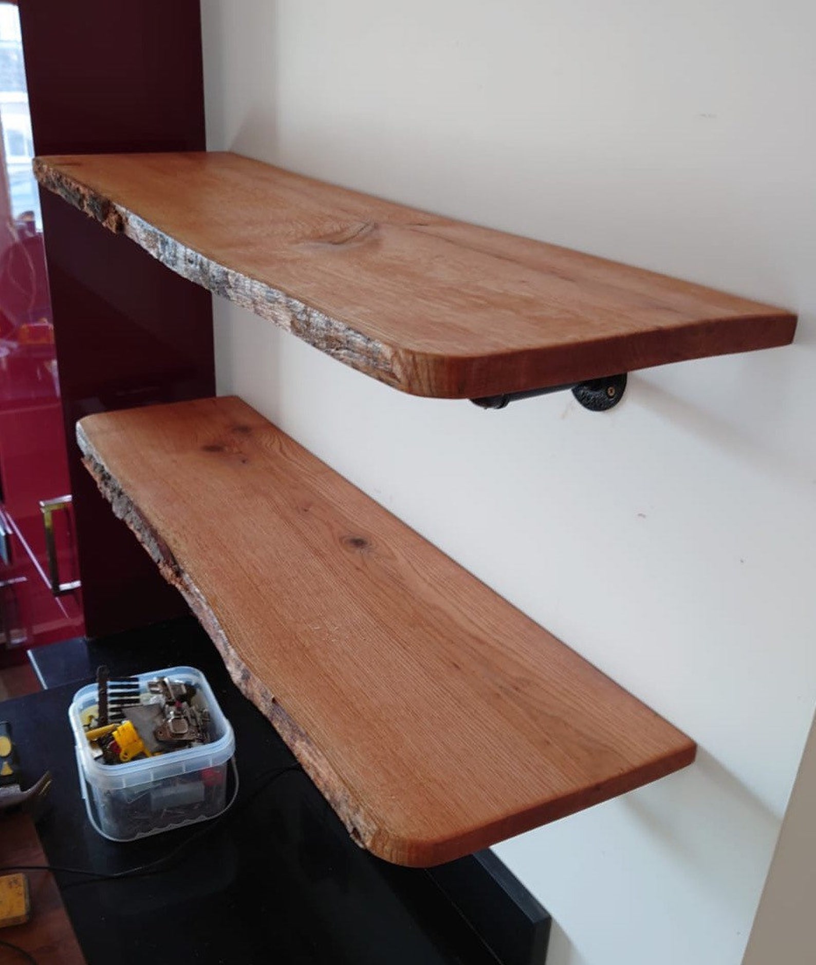 Genuine Waney Live Edge Solid Oak Rustic Shelves. With Cast Etsy UK