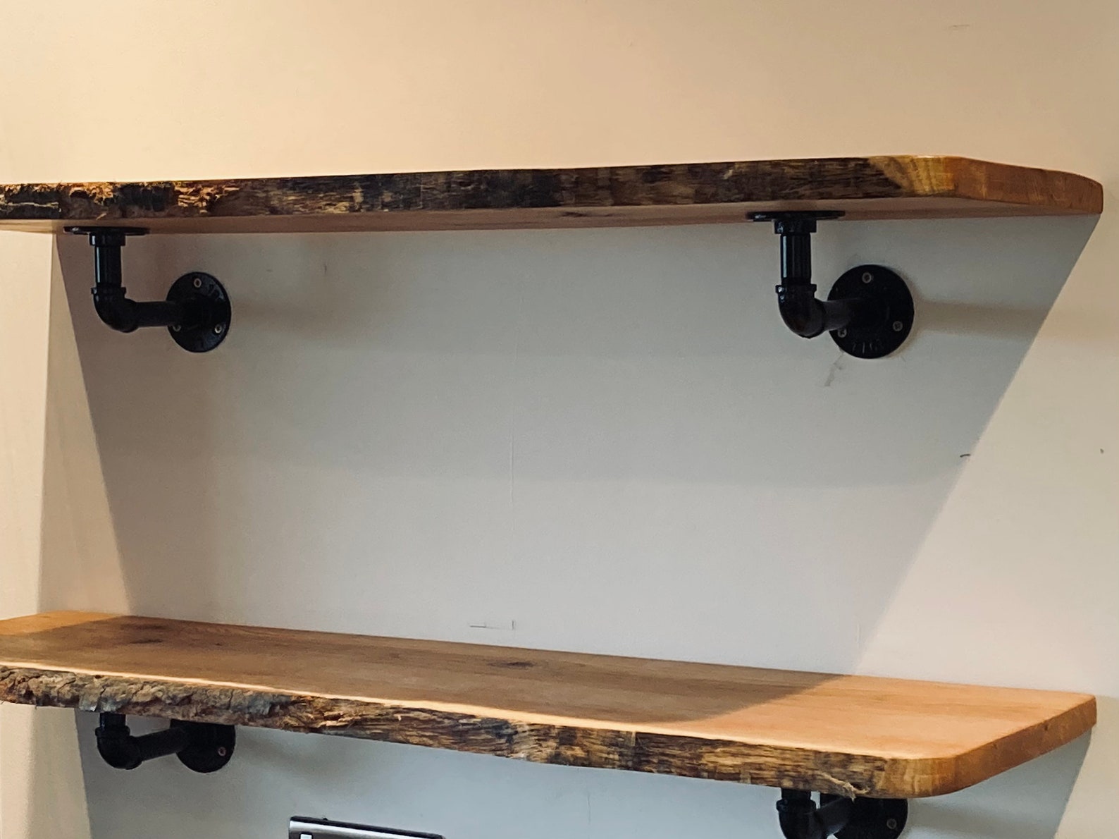 Genuine Waney Live Edge Solid Oak Rustic Shelves. With Cast Etsy UK
