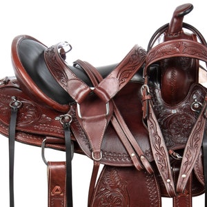Western horse Saddle trail barrel racing floral tooled leather tack 16 17 18
