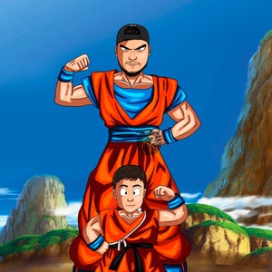 ドラゴンボールZのポートレート - 初めての父の日の贈り物 - 夫への記念日の贈り物 - 彼へのドラゴンボールZアニメの贈り物 - アニメの委託 - お父さんへの贈り物