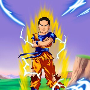 Retrato de Dragon Ball Z para crianças -Presente de dia dos pais -Retrato de anime personalizado -Presente para o pai -Presente de aniversário -Presente personalizado -Presente de melhor amigo