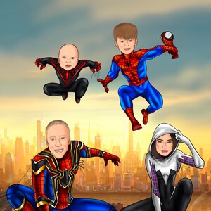 Custom Superhero -Father's day gifts -Family portrait -Custom portrait -Anniversary gift for boyfriend -Birthday gift for him -Gift for dad