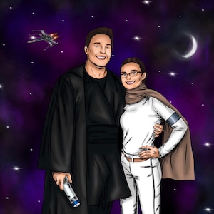 Portret na zamówienie - Prezent na Dzień Ojca - Spersonalizowany komiks - Prezent rocznicowy dla chłopaka - Prezent urodzinowy - Prezent dla męża - Prezent artystyczny dla taty