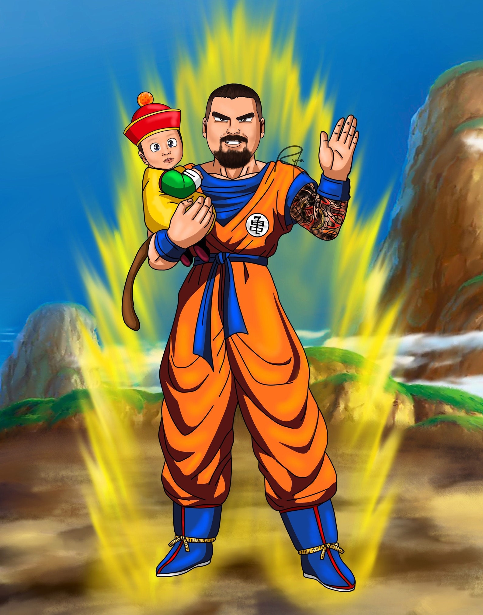 Dragon Ball Z portrait father and son GokuFather's Etsy