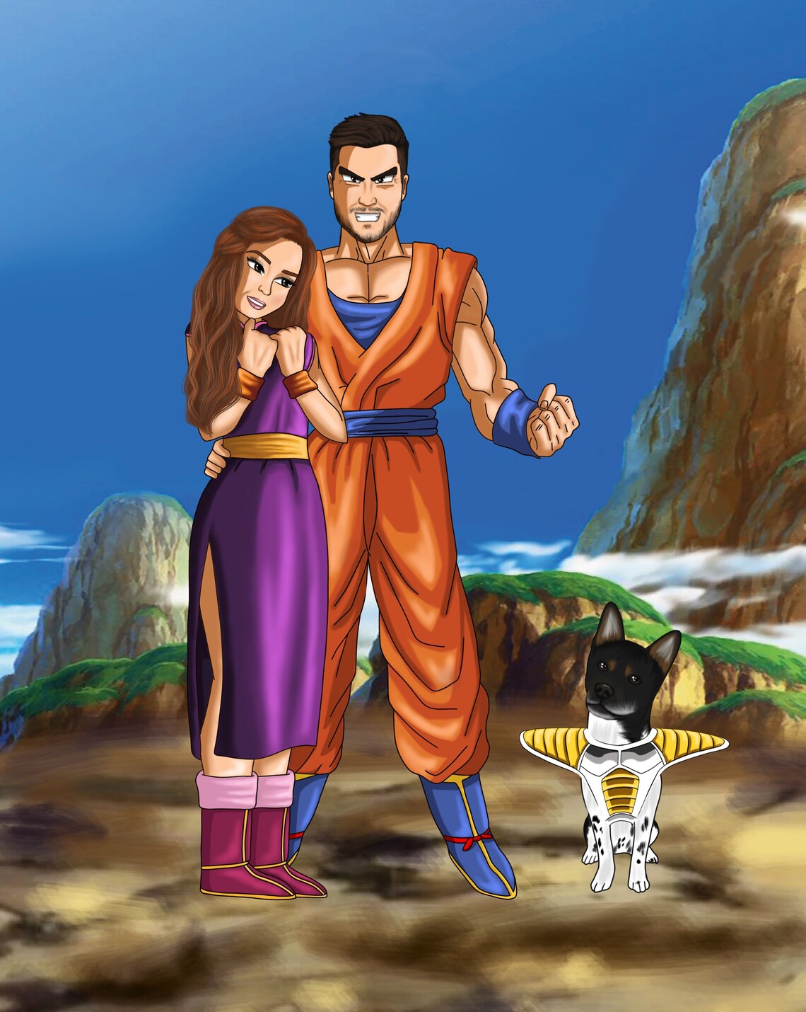 Custom Dragon Ball Z Portrait Couple Gift Personalized Etsy