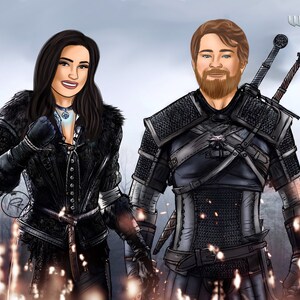 Custom Portrait -Father's day gift -Anniversary Gift for husband -Couples portrait -Boyfriend gift -Gift for gamer -Gift for dad -Wall art
