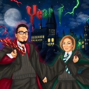 Wizard Portrait -Father's day gift -Personalized Gift -Birthday Gift -Anniversary Gift -Couple gift -Family portrait -Gift for dad -Wall art