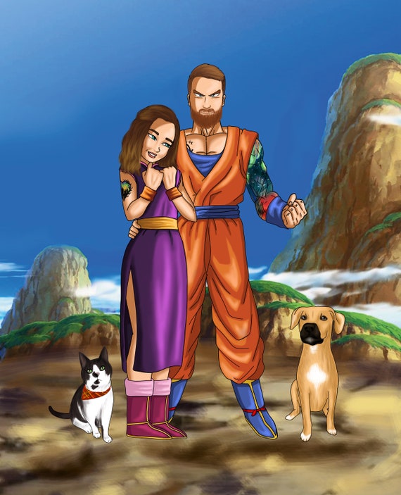 Dragon Ball Z Personnalise Pour Les Couples Artstyle Cadeau Etsy