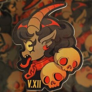 Krampus Christmas, Krampusnacht Monster Girl ~ Glossy Vinyl Sticker image 2