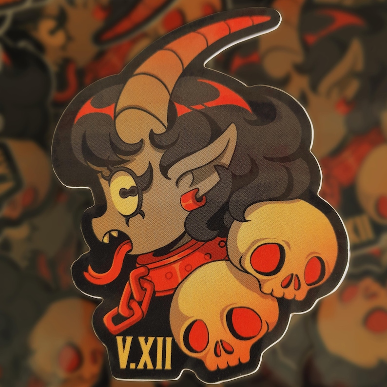 Krampus Christmas, Krampusnacht Monster Girl ~ Glossy Vinyl Sticker image 2