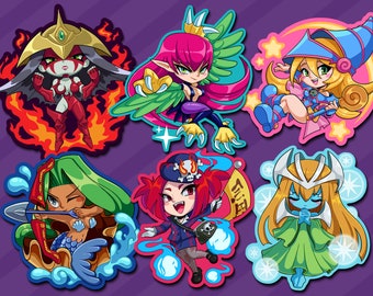 ¡YU-GI-OH! pegatinas de vinilo: Burstinatrix, Harpie Lady, Dark Magician Girl, Red Archery Girl, guía turística del inframundo y Mystic Elf