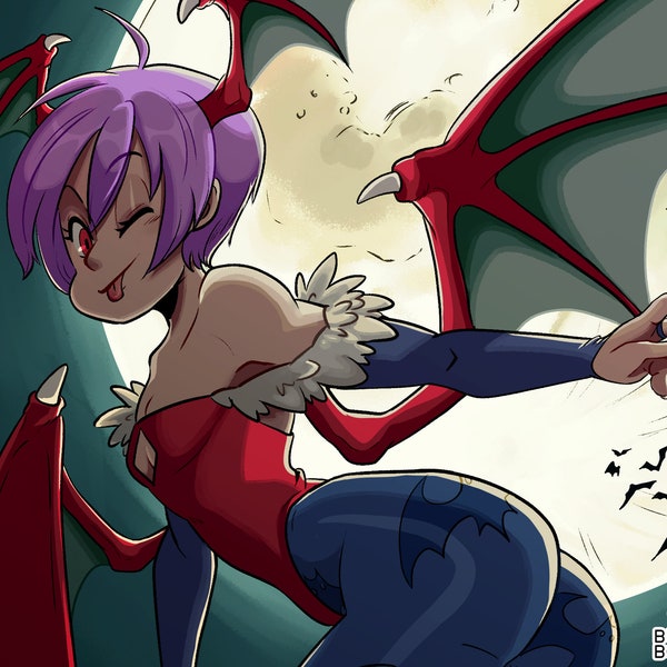 Darkstalkers Lilith print ~ A4 / A5 / A6 Print