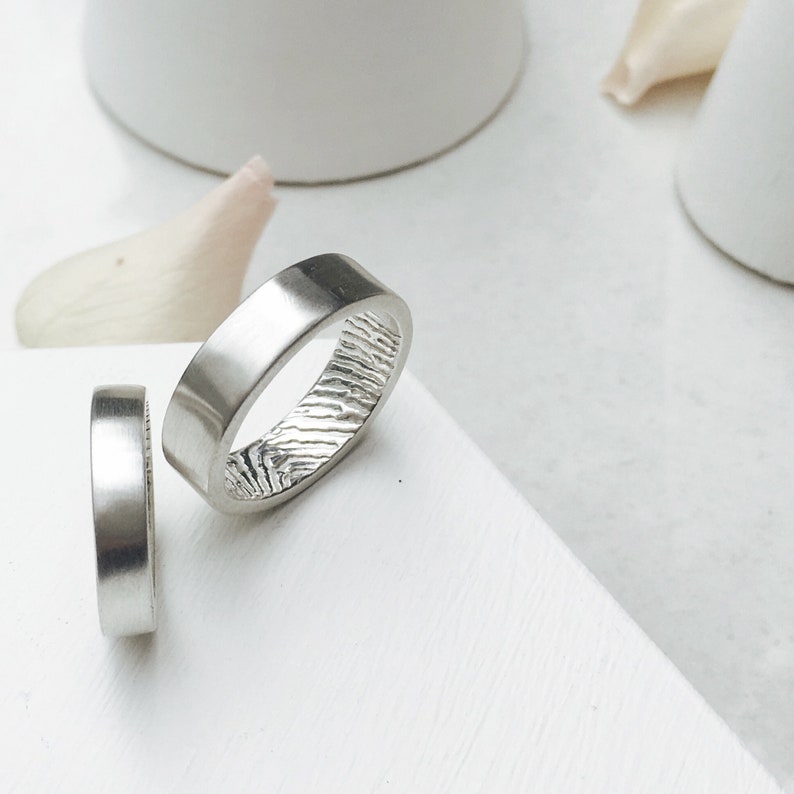 Wedding Rings| Custom Silver Memorial ring Mother/'s Day Gifts Fathers Secret Fingerprint Wedding Ring Personalised Fingerprint Band