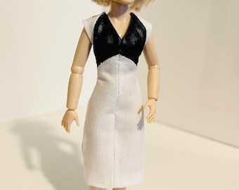 Exclusive Black and White Dress for Heidi Ott ladies slim model (1:12) or for dollhouse decorations. -The doll is not included-
