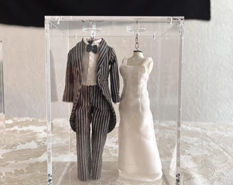 Handcrafted Miniature Bride & Groom Outfit Set (1:12 Scale) – Custom Wedding Couture with Acrylic Display Case | The Bride Collection 2026