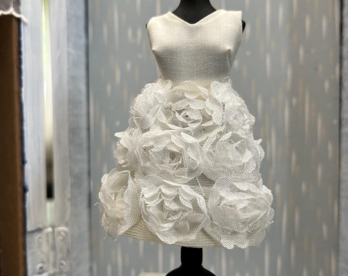 Dressform with flowers dress for dollhouse decorations (1:12)