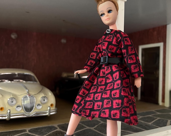 A dress with belt for Dawn Doll (1:12) The doll and shoes are not included