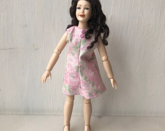 Pink floral dress for Heidi Ott ladies 1:12