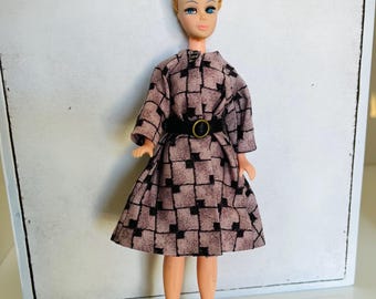 A dress with belt for Dawn Doll (1:12) The doll and shoes are not included