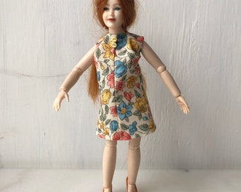 Blue yellow and orange floral dress for Heidi Ott ladies 1:12
