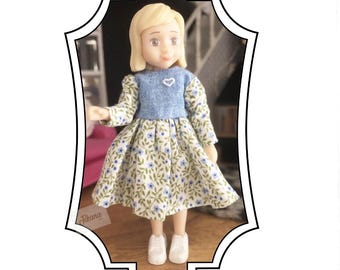 Digital PDF file only - Sewing Pattern without instruction for Lundby's girl dolls (1:18) Nr 001