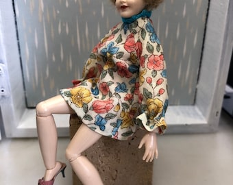 A floral dress for Heidi Ott ladies slim models (1:12) The doll is not included