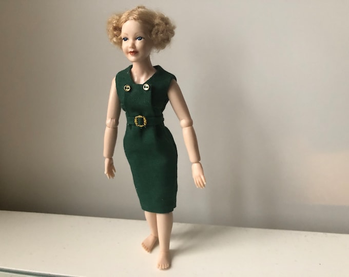 Green dress for Heidi Ott lady 1/12 scale - doll  not included -