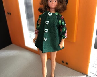 A short dress with hearts buttons for old Lundby women (1:18) The doll is not included