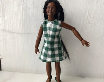 Green and white squares dress for Heidi Ott ladies 1:12