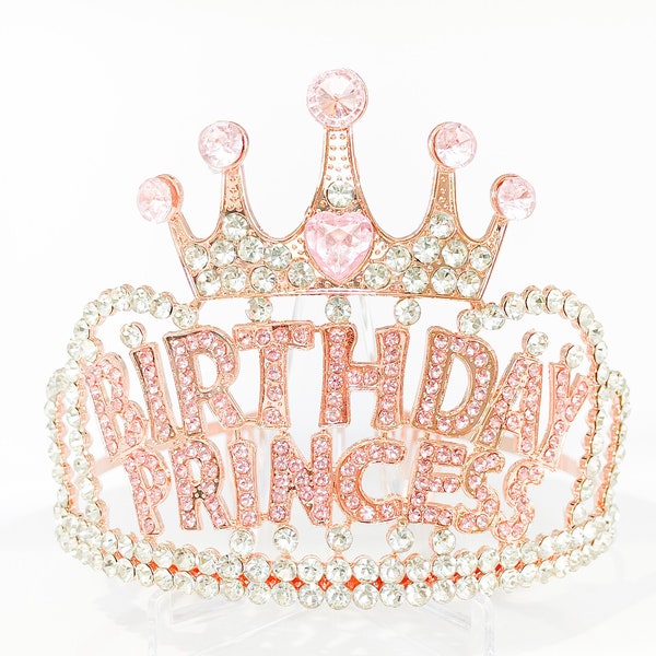 Birthday Princess Tiara,  includes Digital Princess Certificate, Princess Birthday Crown, Two colors Rose Gold or Silver Princess Crown