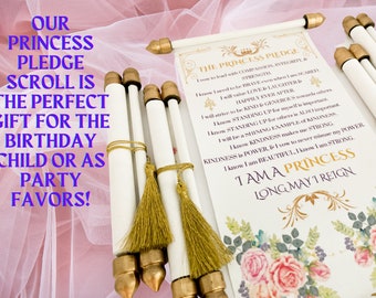 Princess Party Favors, Princess Pledge Scroll, Princess Coronation Ceremony, Princess Favors, Scroll Favors, Unique Party Favors