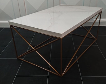 Hand-made, unique coffee table - you can choose a marble or quartz top - the possibility of making in individual dimensions