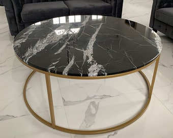 OZZY- custom table, table top, marble, quartz, full personalization, selection of coffee table diameter and height, Silestone, round table