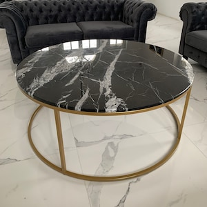 OZZY custom table, table top, marble, quartz, full personalization, selection of coffee table diameter and height, Silestone, round table image 1