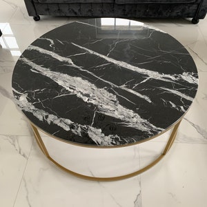 OZZY custom table, table top, marble, quartz, full personalization, selection of coffee table diameter and height, Silestone, round table image 2