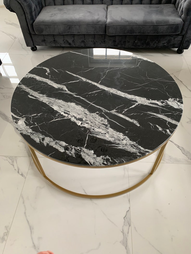 OZZY custom table, table top, marble, quartz, full personalization, selection of coffee table diameter and height, Silestone, round table image 2