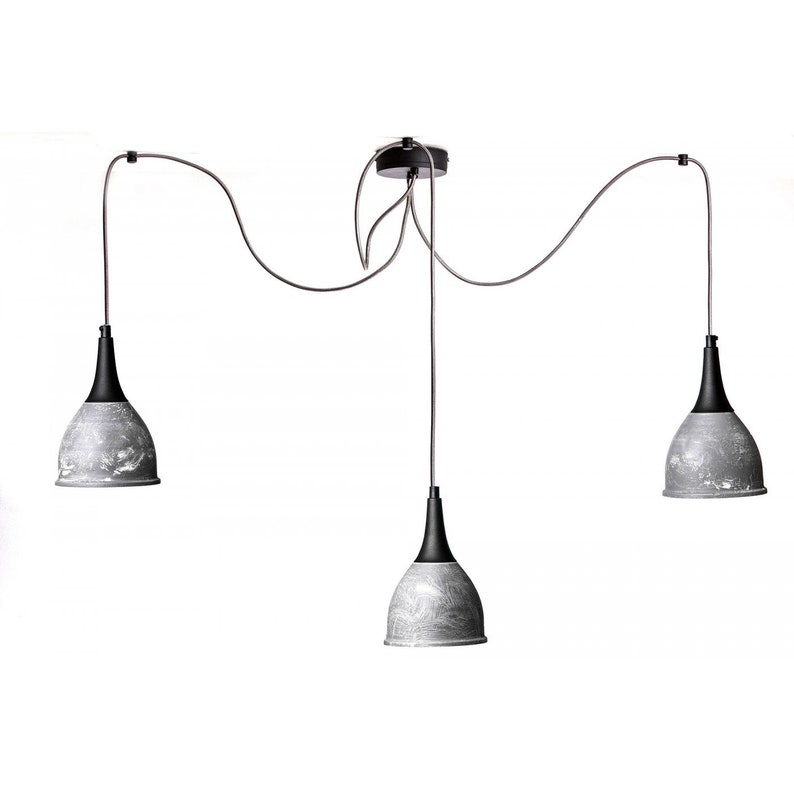 Monni 3 Point Spider Type Concrete Black Pendant Lamp