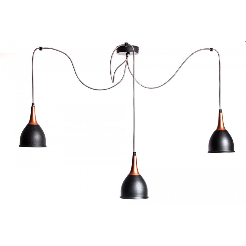 Monni 3 Point Spider Type Black Copper Pendant Lamp Image 0
