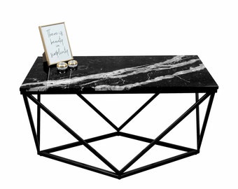 DIAMENT RECTANGLE - Marble, custom table, marble top, individual personalisation, choice of table size and height, choice of finishing,